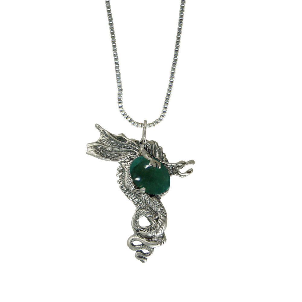 Sterling Silver Warrior Dragon Pendant With Fluorite